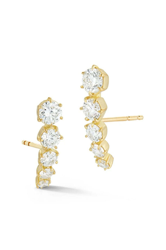 Jade Trau 18k Yellow Gold Ara 5 Stone Diamond Stud Earrings