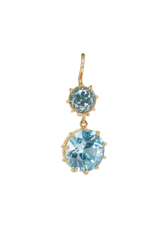 Renee Lewis 18k Yellow Gold Natural Blue Zircon Earrings - view 2