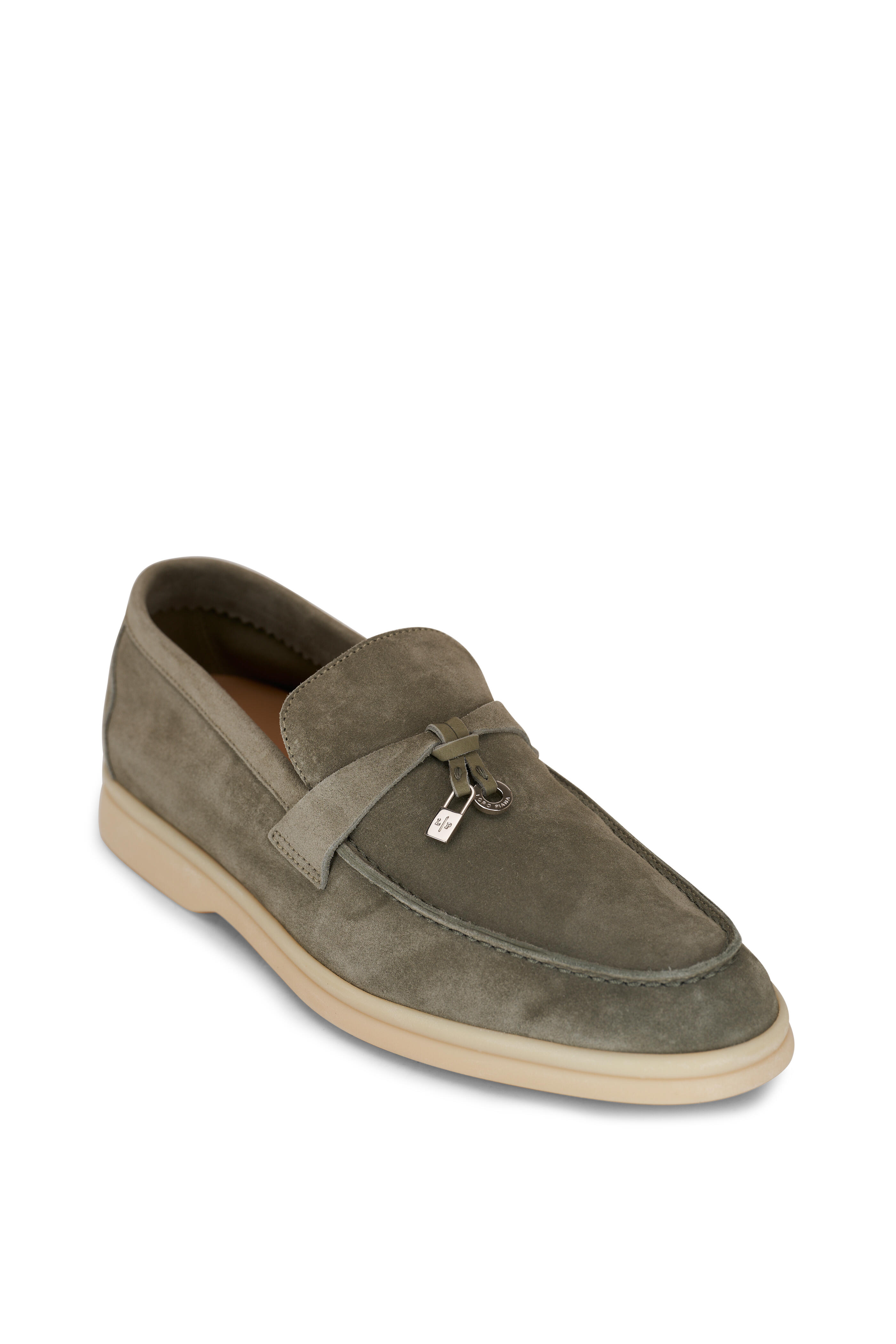 Loro Piana - Summer Charms Walk Army Gray Suede Loafer