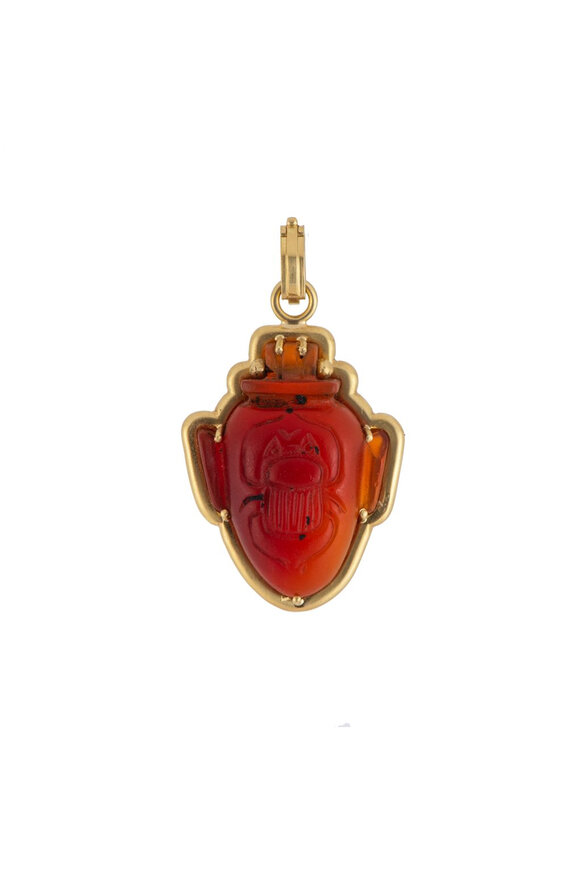 Sylva & Cie Carnelian Scarab Egypt Amult Pendant - view 1