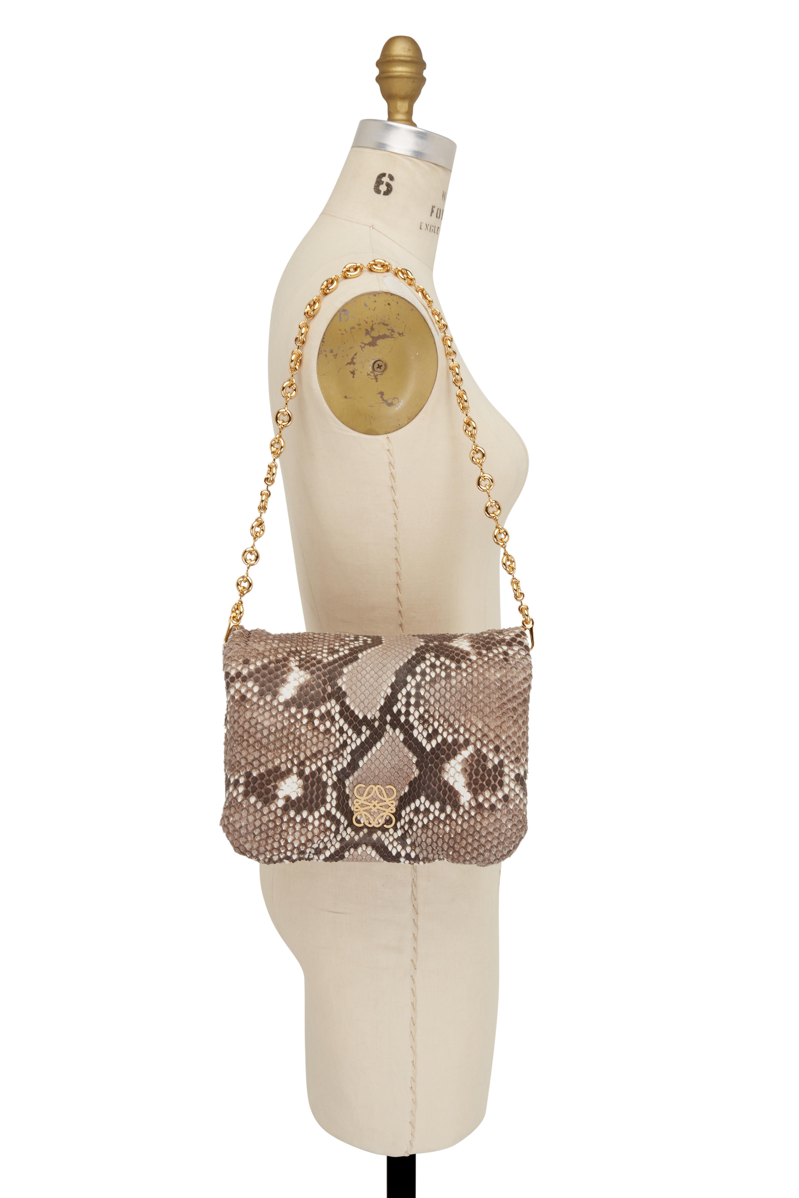 Loewe - Goya Natural Python Chain Puffer Bag | Mitchell Stores
