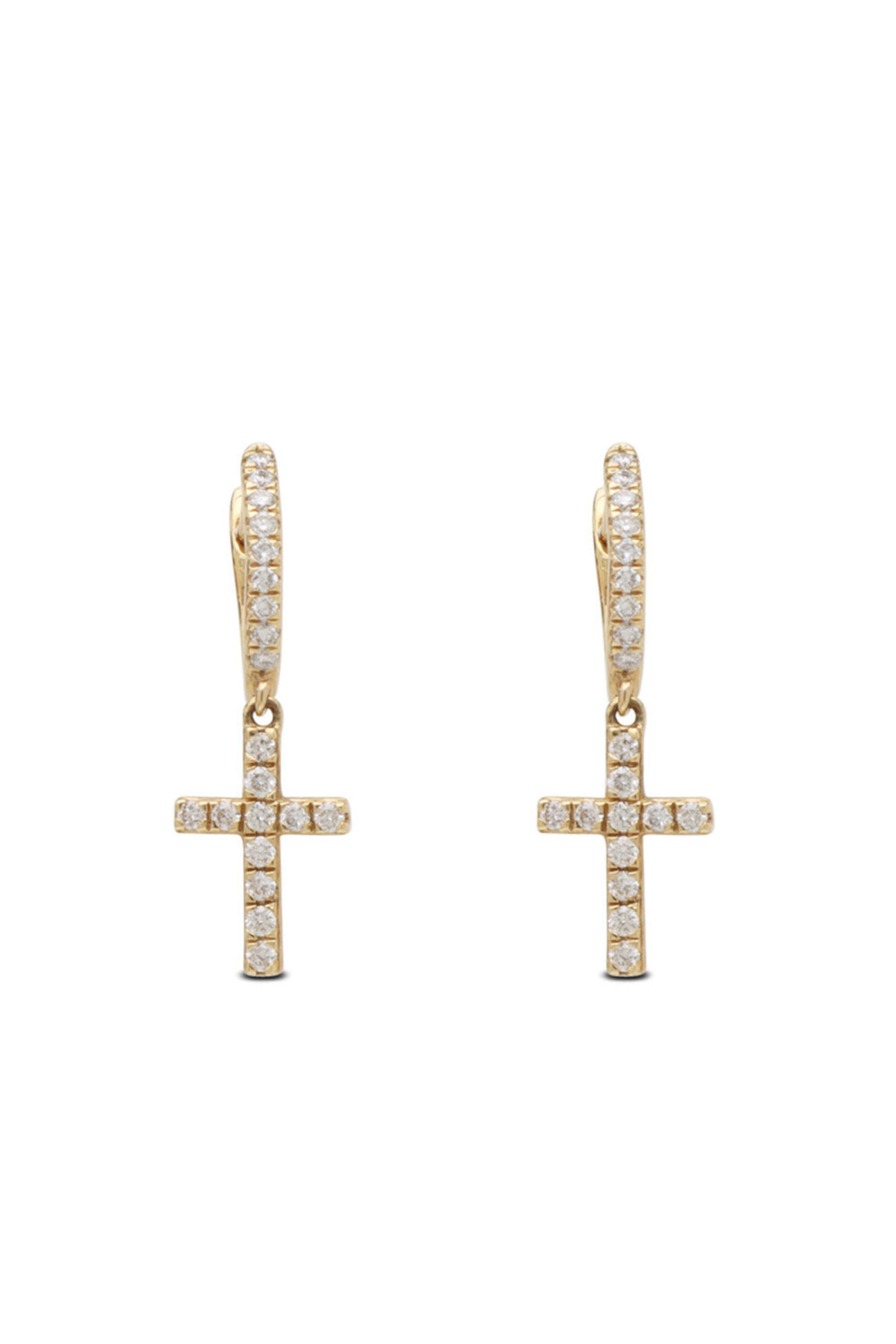 Kai Linz - Hanging Diamond Cross Earrings