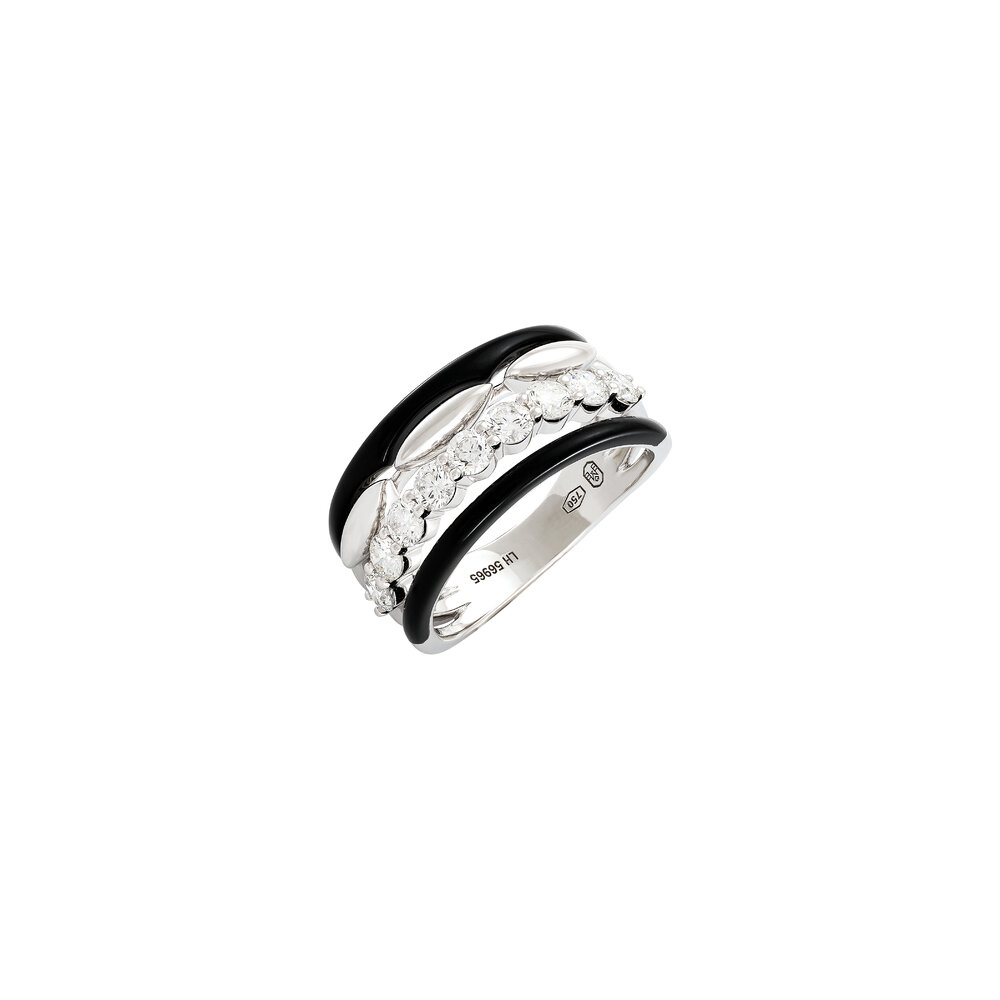 Etho Maria - 18K White Gold Diamond & Black Ceramic Band