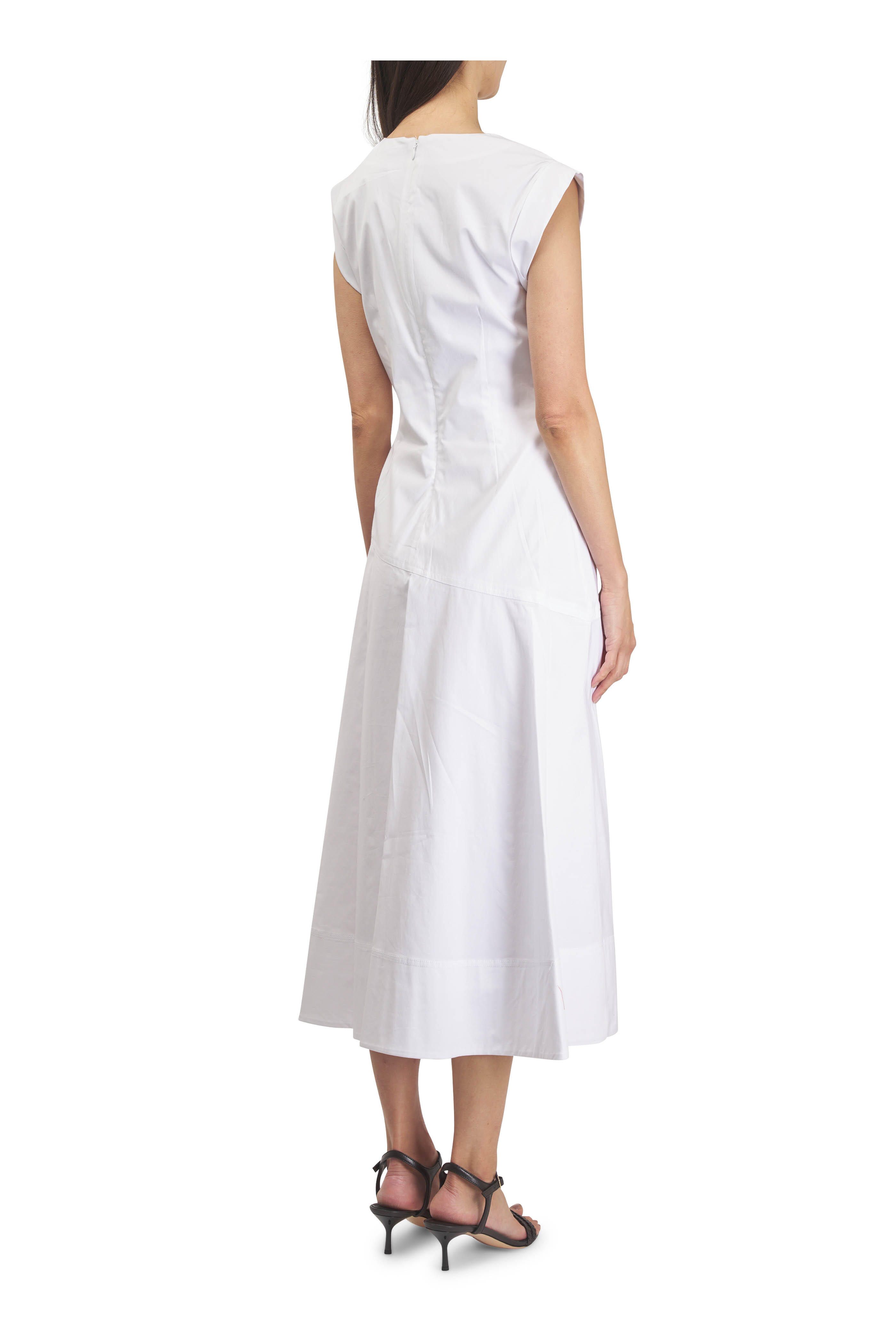 Veronica Beard - Lisette White Cotton Poplin Midi Dress
