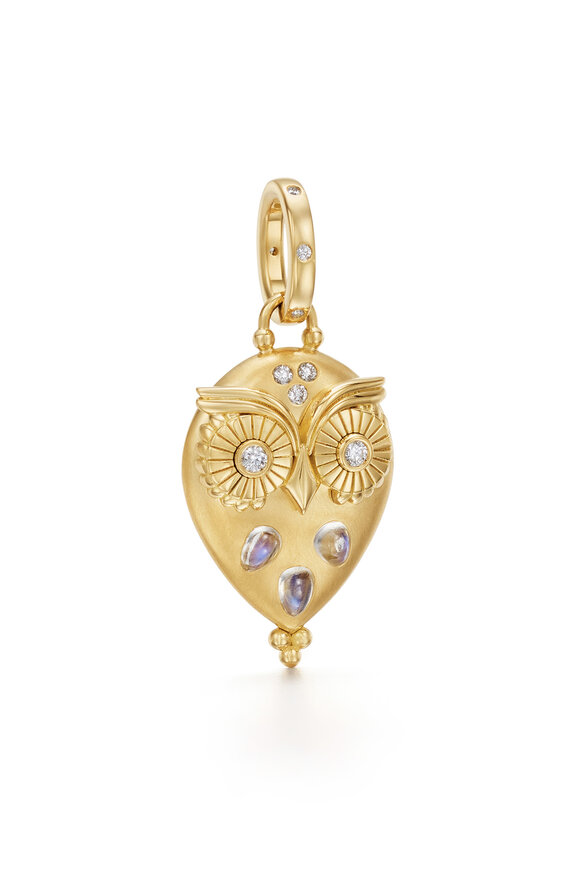 Temple St. Clair 18k Gold Blue Moonstone Night Owl Pendant - view 1