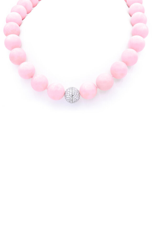 Oscar Heyman Platinum Round Pink Opal & Diamond Necklace