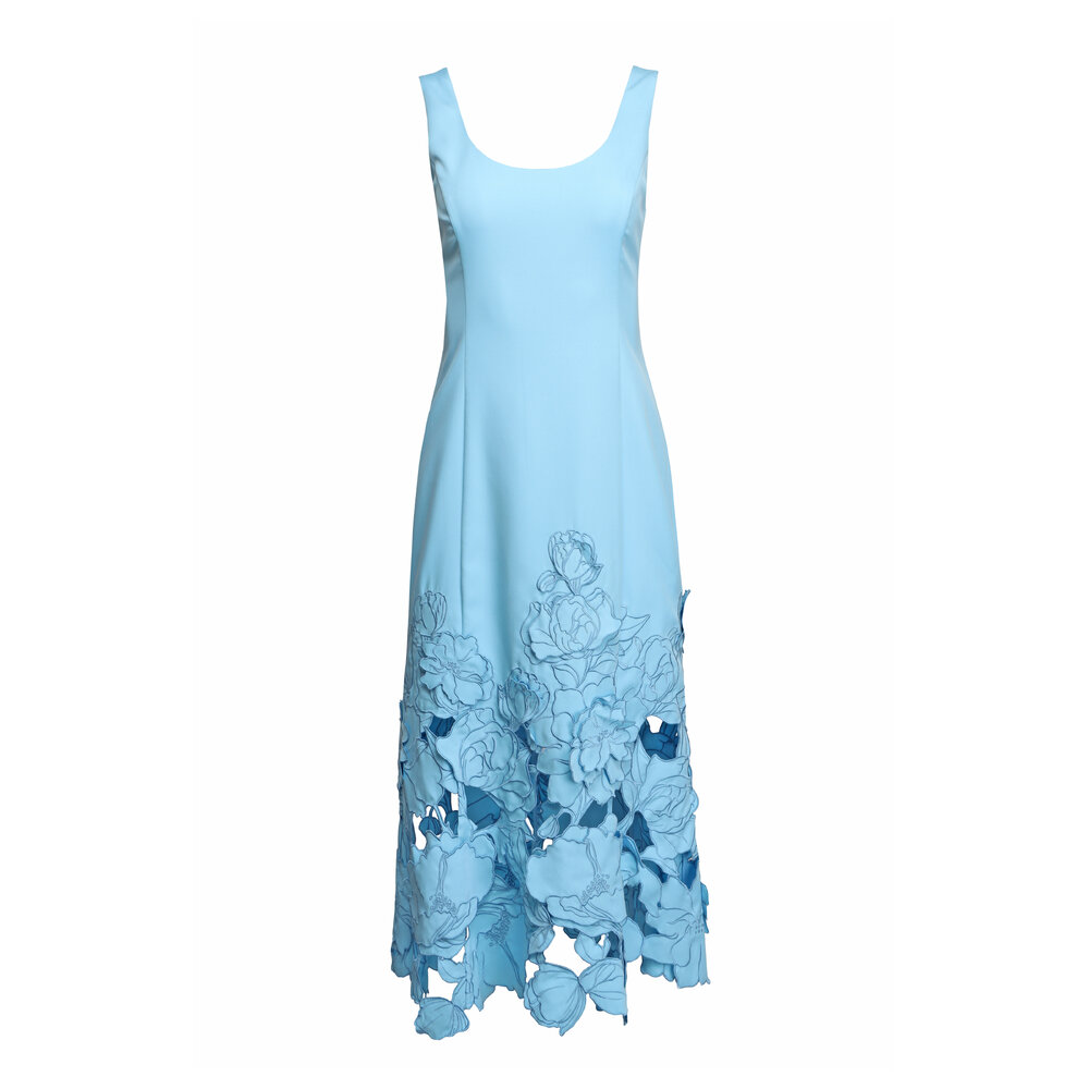 Leo Lin - Emily Cornflower Blue Applique Midi Dress