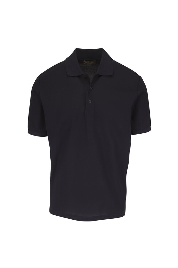 Loro Piana Laurel Navy Beehive Pique Polo - view 1