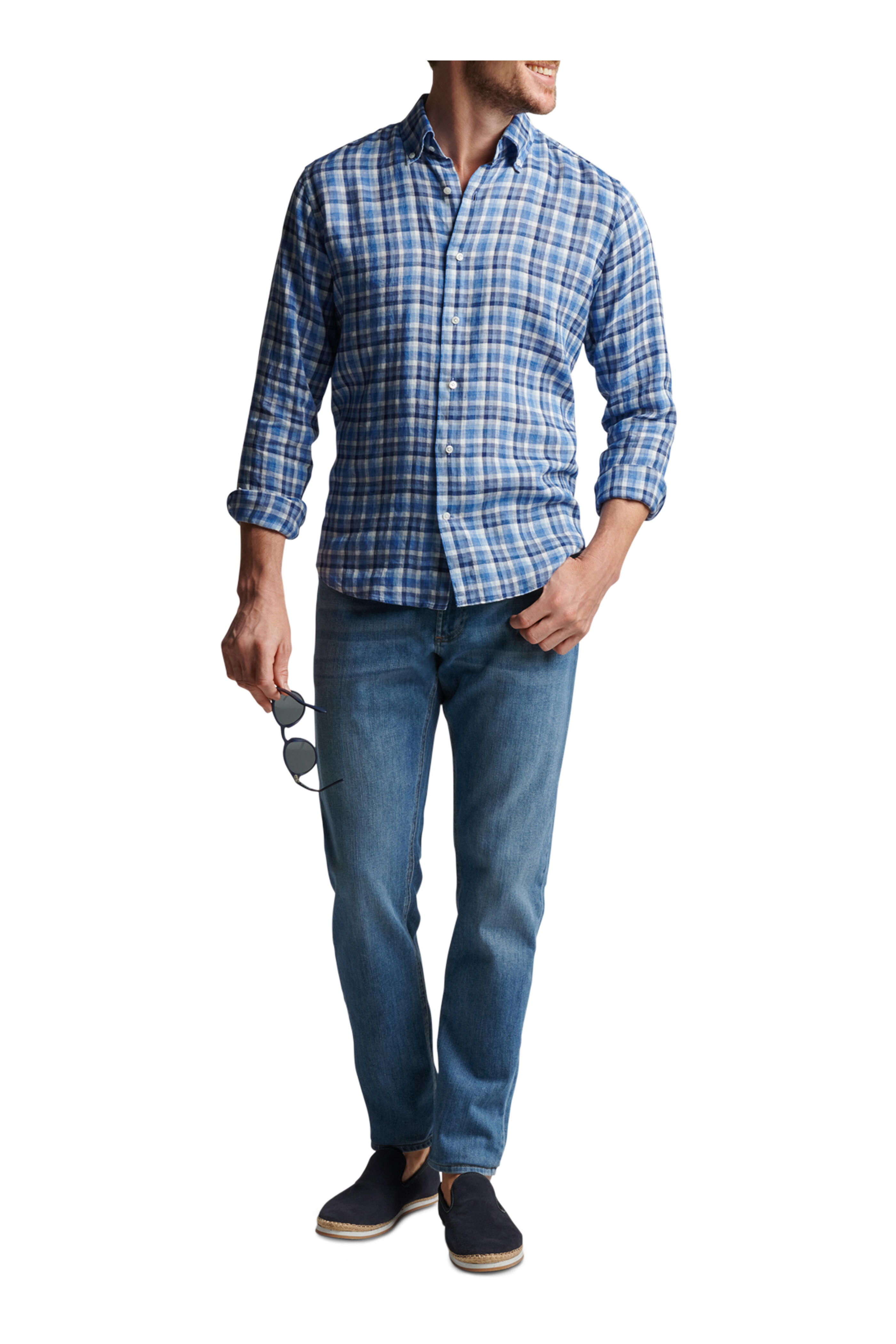 Peter Millar - Bella Vue Blue Pearl Linen Sport Shirt