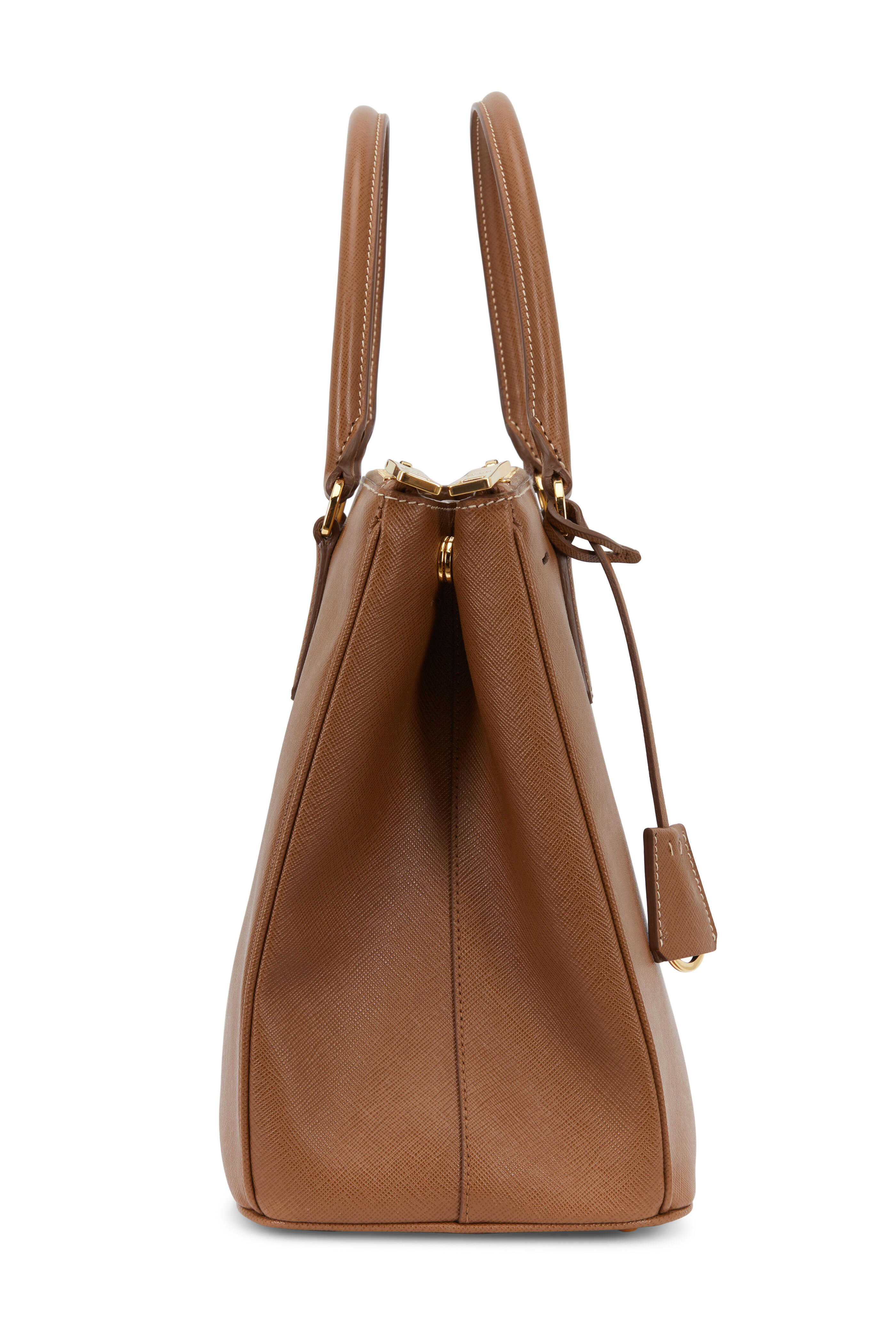Prada - Brown Saffiano Cuir Medium Double Bag