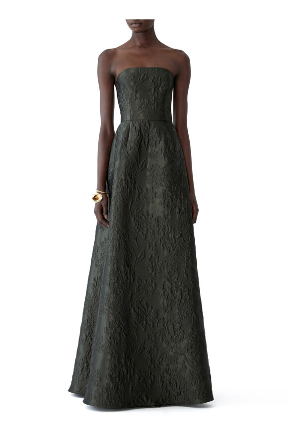Carolina Herrera Floral Cloque Lurex Jacquard Strapless Gown - view 2