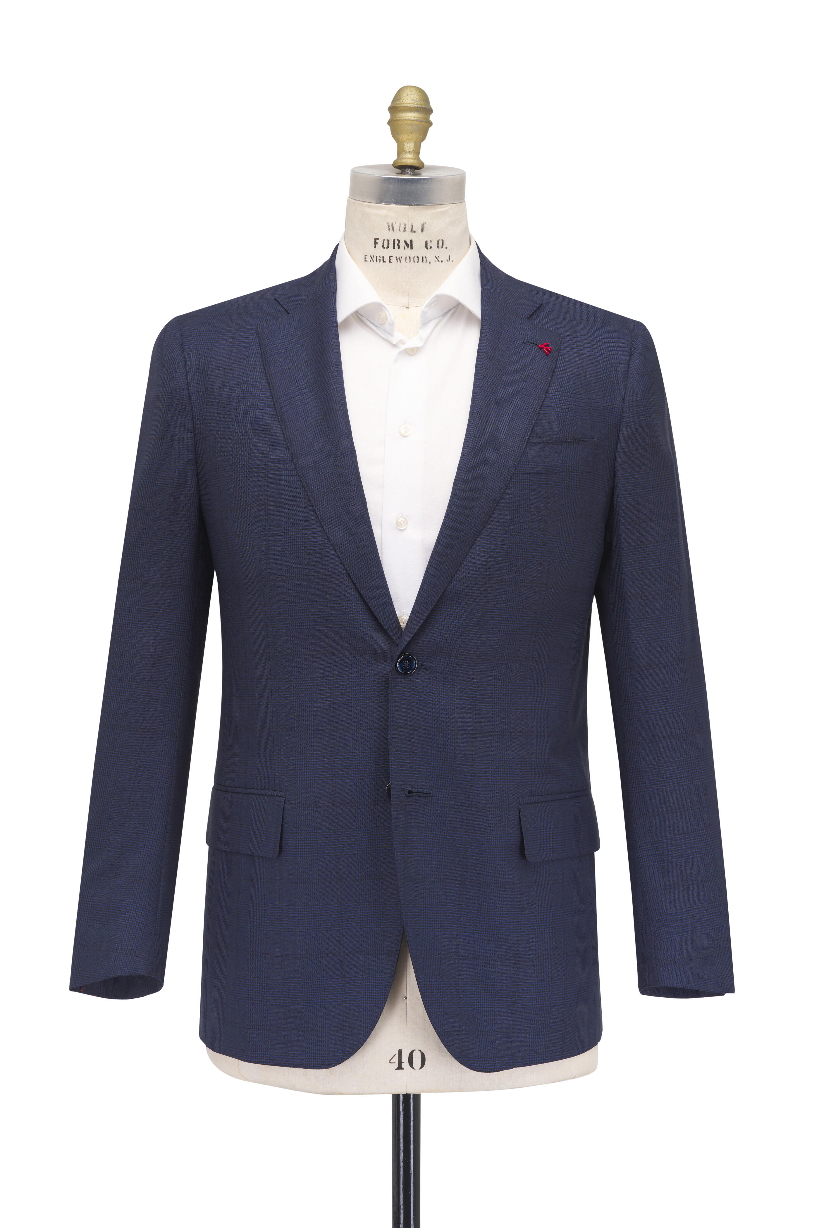 Isaia - Navy Blue Tonal Wool Plaid Suit