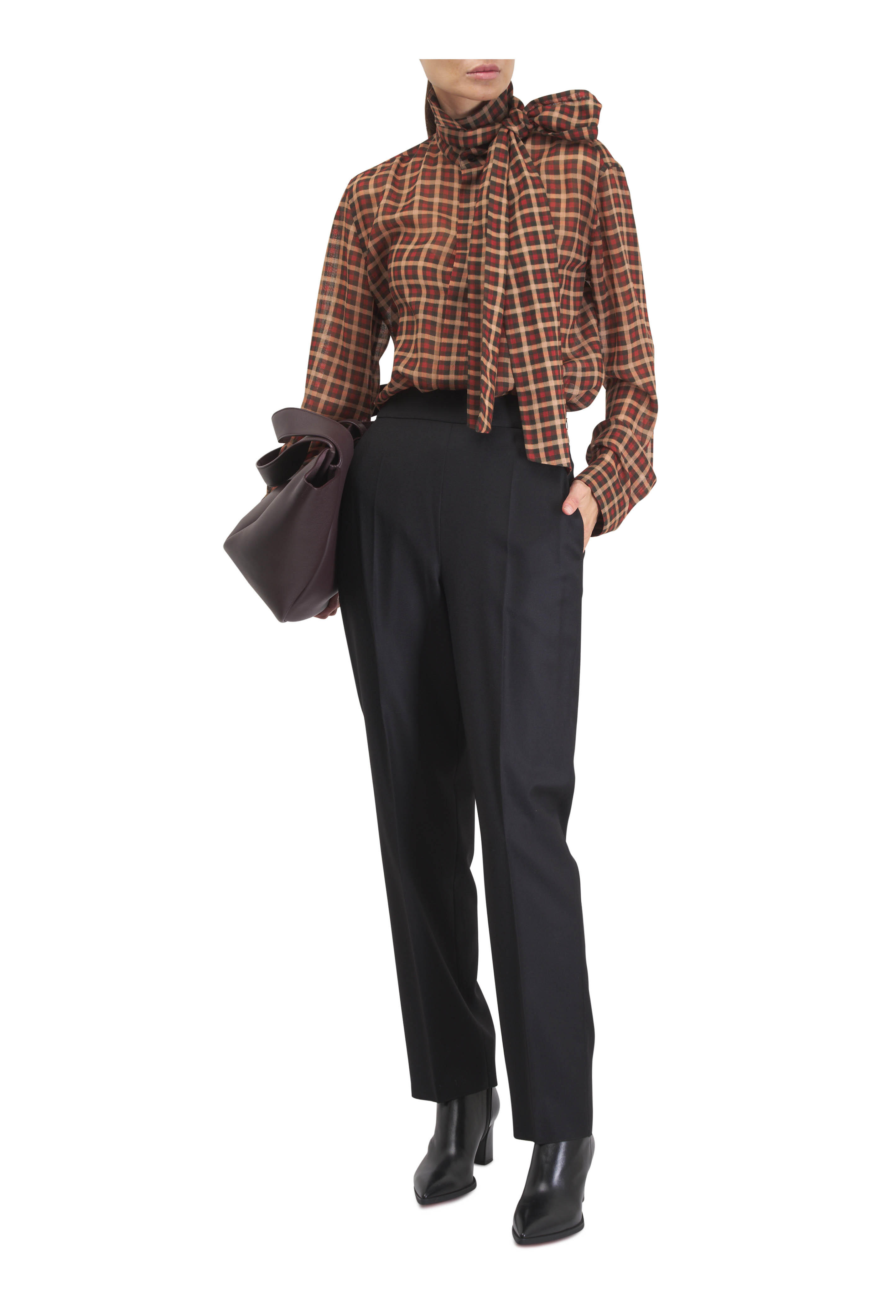 Agnona - Black Wool Flat Front Pant