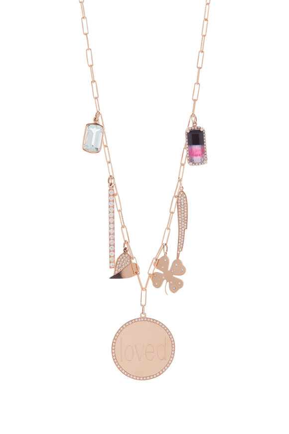 Genevieve Lau - Rose Gold Multi Charm Necklace