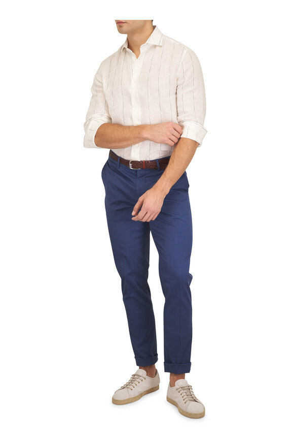 Brunello Cucinelli Denim Flat Front Stretch Cotton Chino - view 2