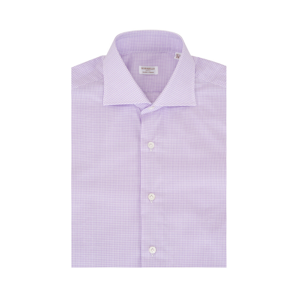 checkered purple dress shirt Greenwich Purple Check Dress Shirt  Non-Iron, Wrinkle-Resistant & Breathable