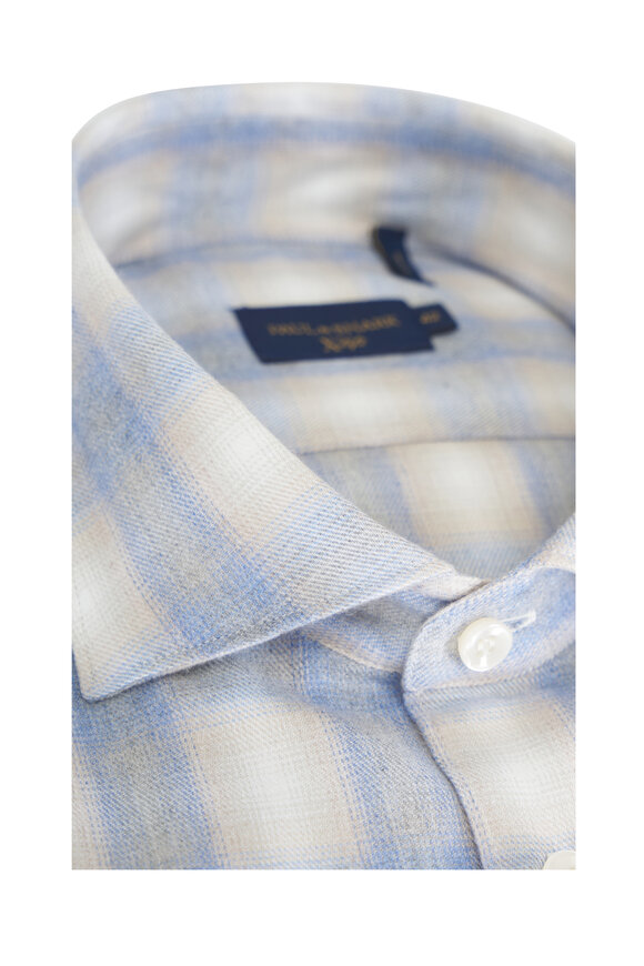 Paul & Shark Light Blue & Beige Plaid Sport Shirt - view 2