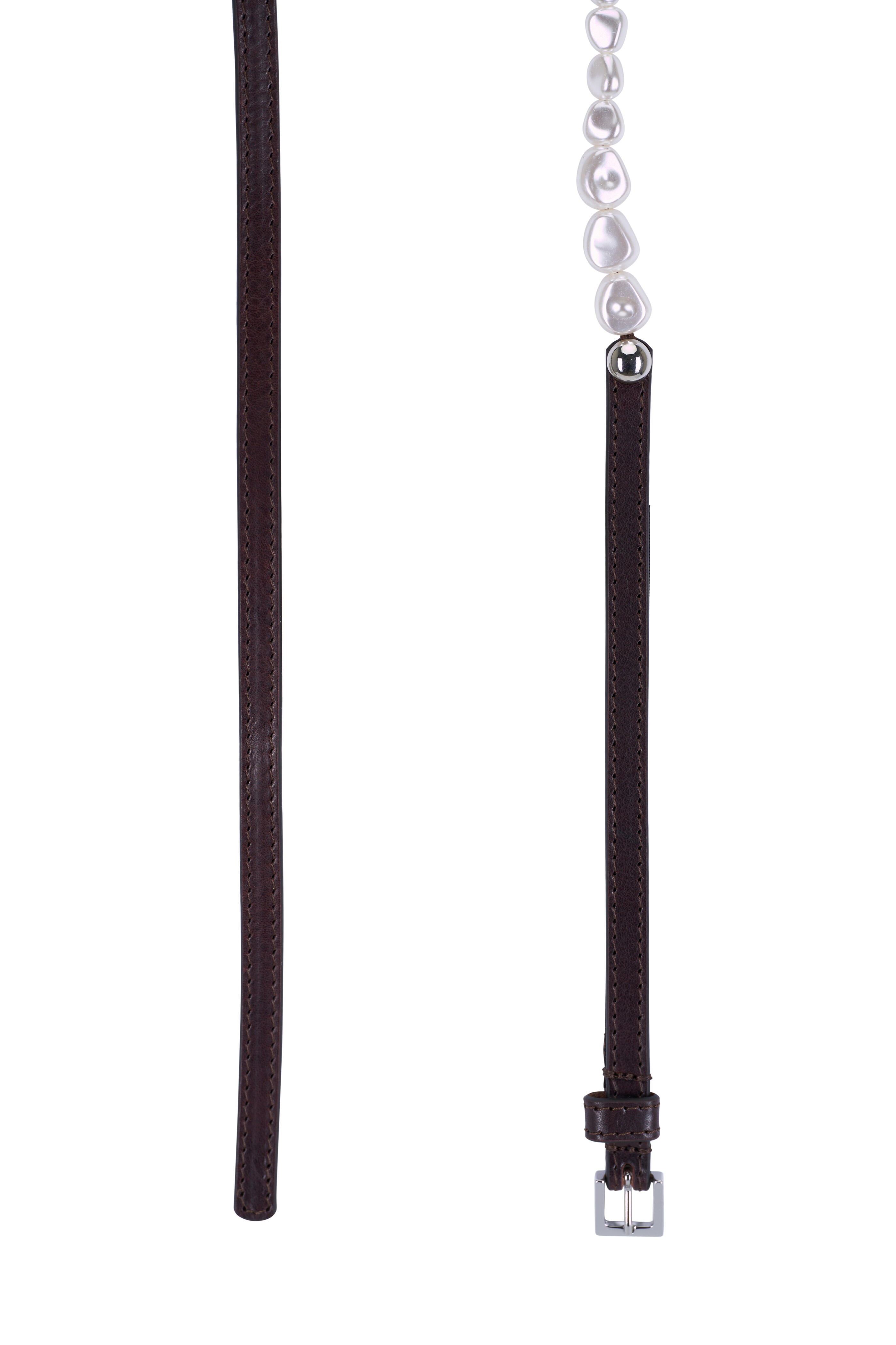 Dorothee Schumacher - Pearl Perfection Chocolate Leather Stud Belt, 10mm