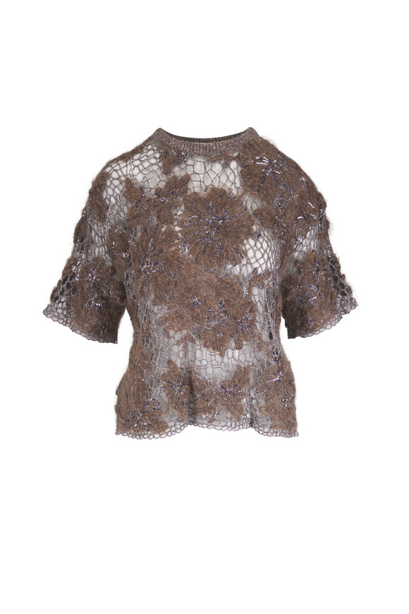 Brunello Cucinelli Pine Cone Brown Whispering Bloom T-Shirt - view 1