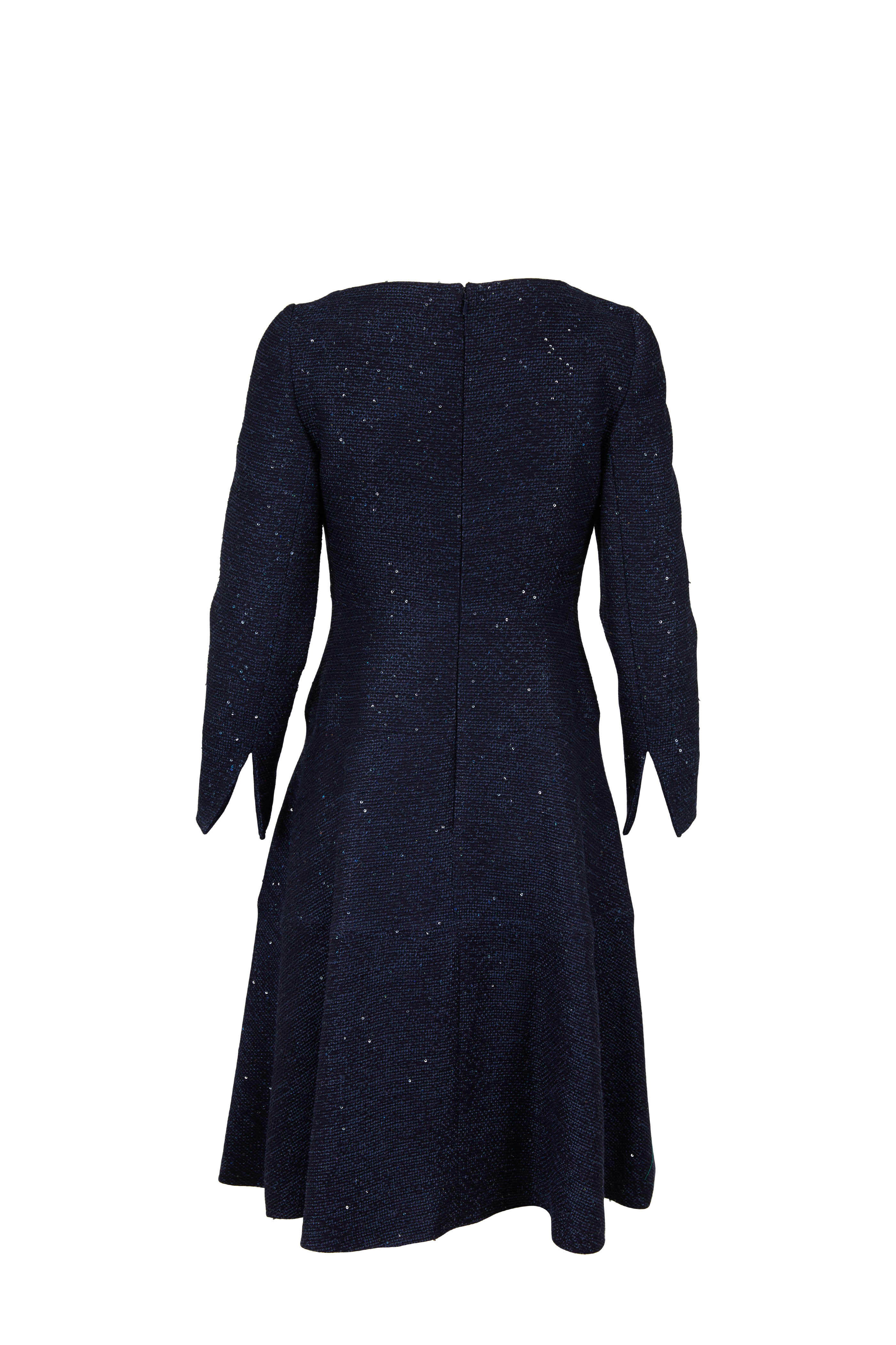 Lela Rose - Navy Blue Sequin Long Sleeve Dress | Mitchell Stores