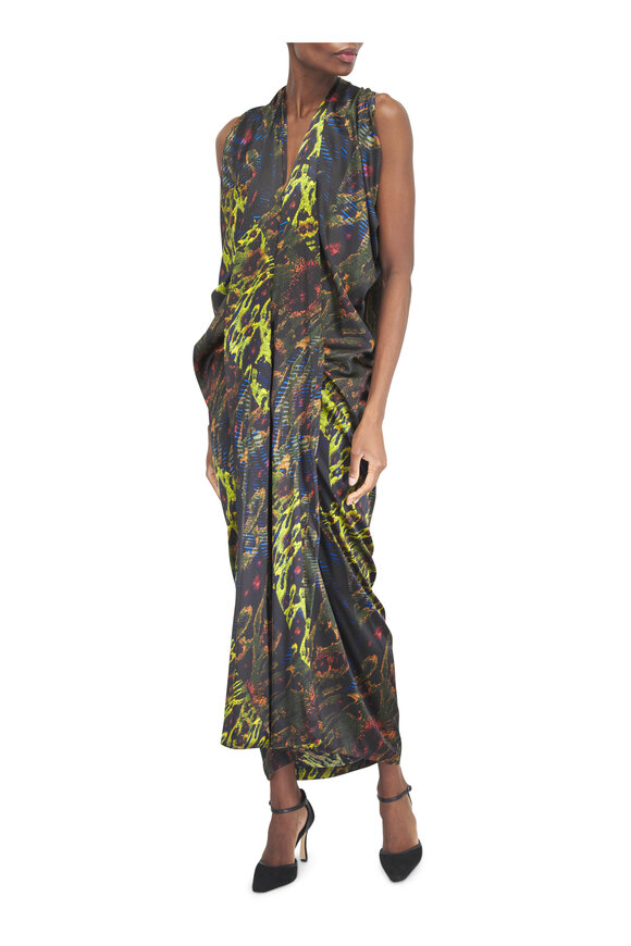 Zero + Maria Cornejo Black Multicolor Silk Chaos Print Dress - view 2