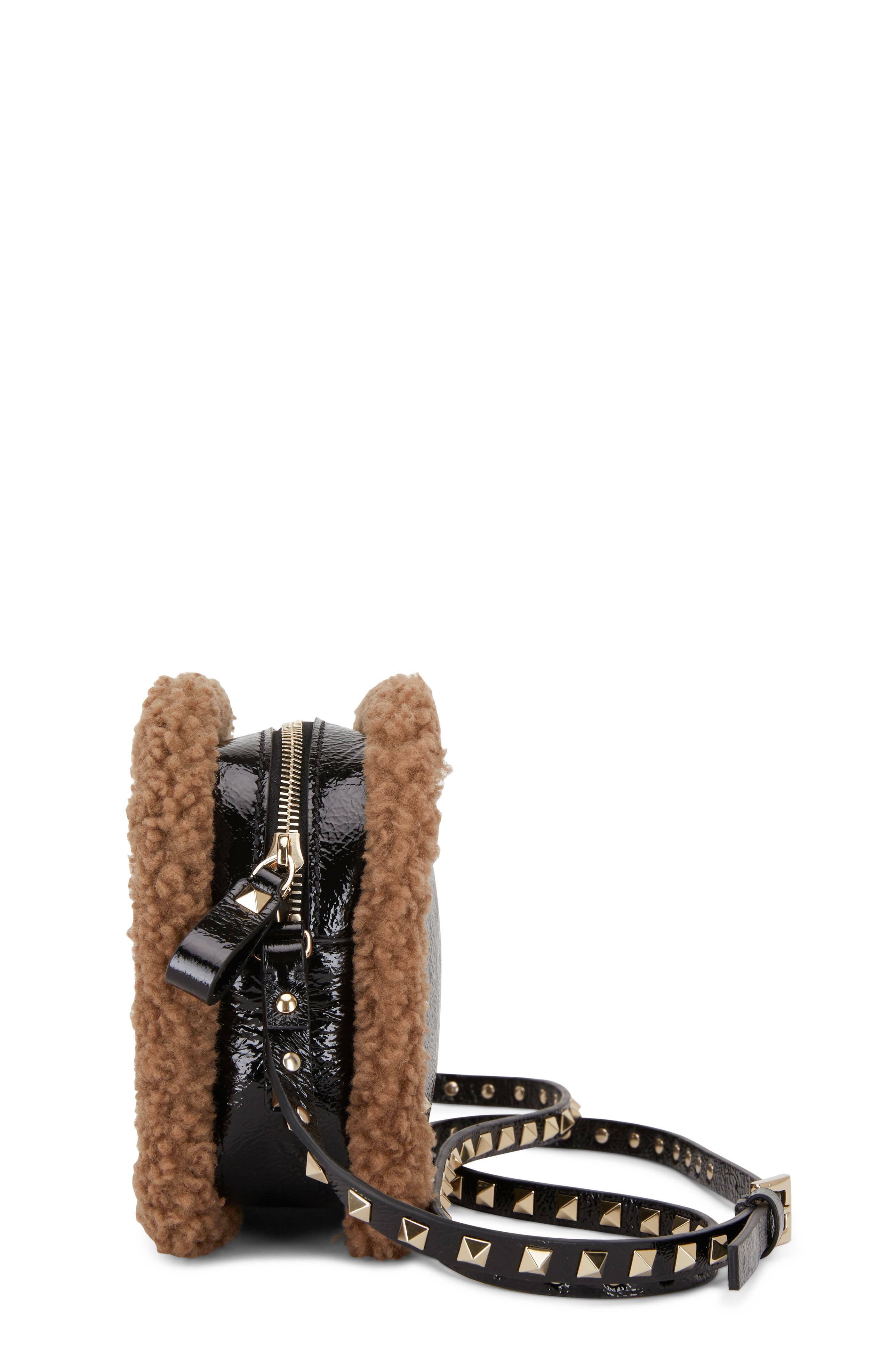 Valentino Garavani - Small Rockstud Calfskin & Shearling Crossbody Bag