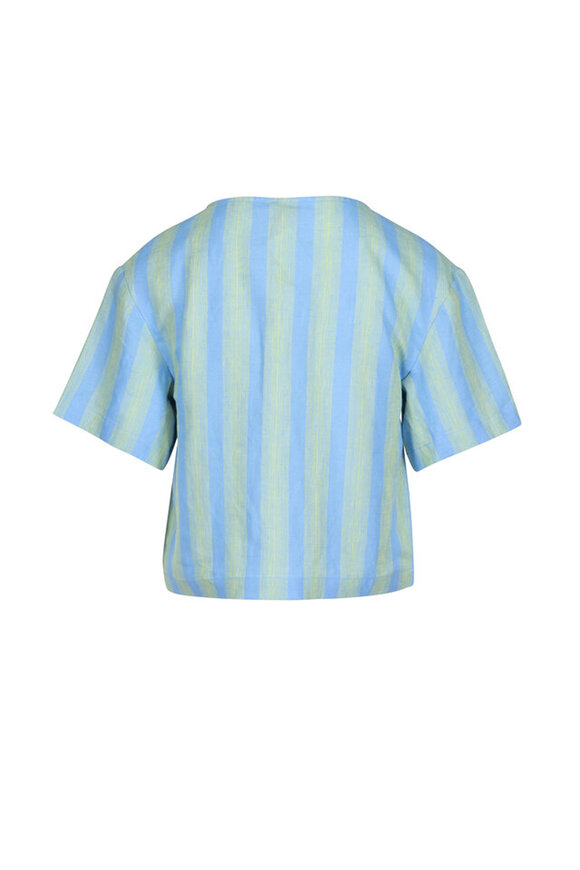 Staud Ava Seaport Stripe Linen Tie Top - view 2