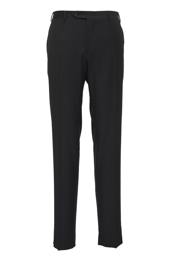Canali Solid Black Wool Suit - view 4