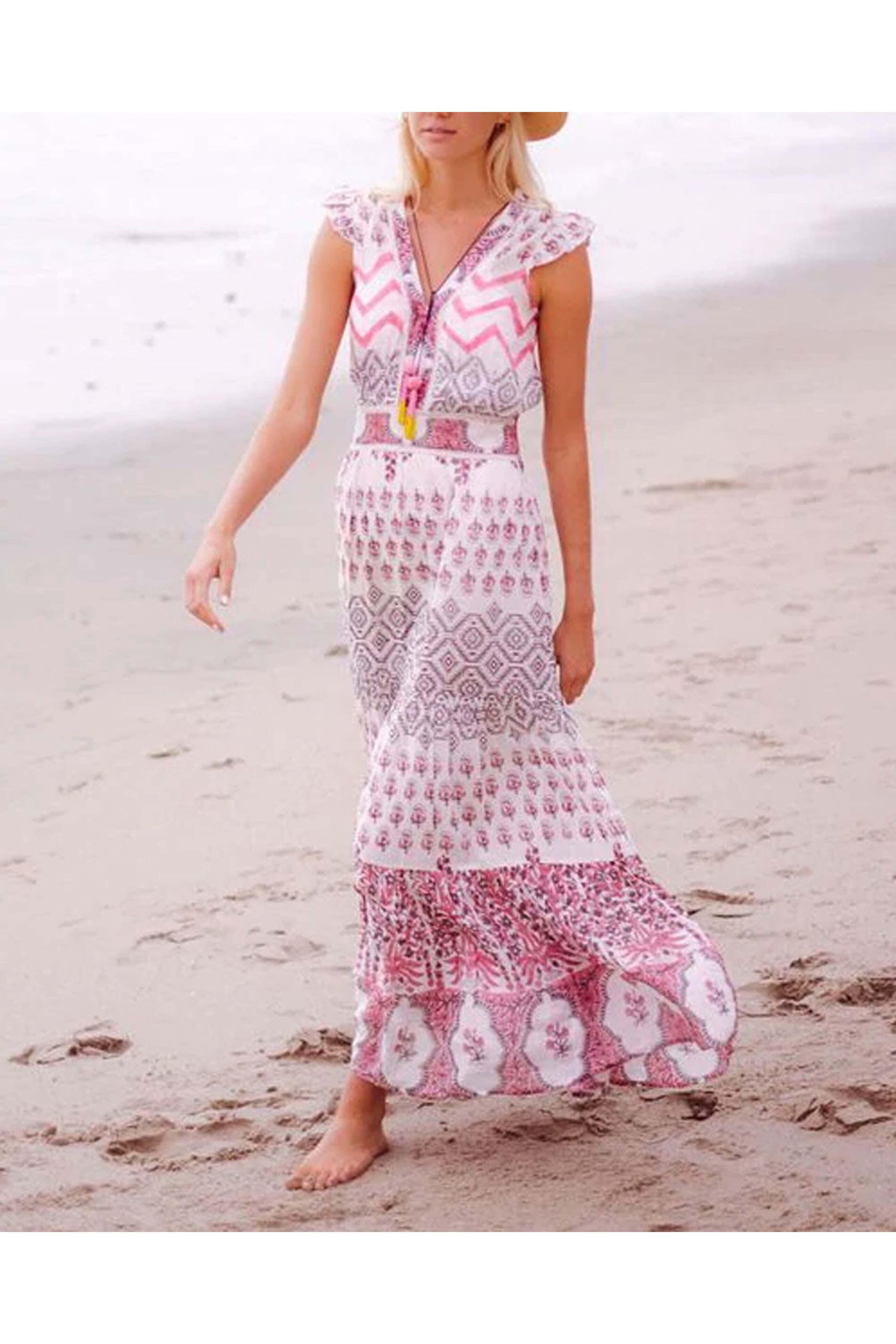 Bell - Coral and Grey Annabelle Maxi Dress