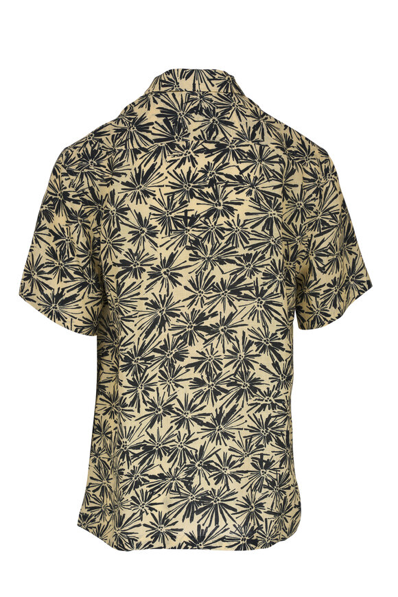 Loro Piana Tindaro Navy Flower Print Linen Shirt - view 2