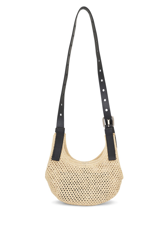 Loewe Mini Punch Hole Raffia & Leather Hobo Bag - view 6