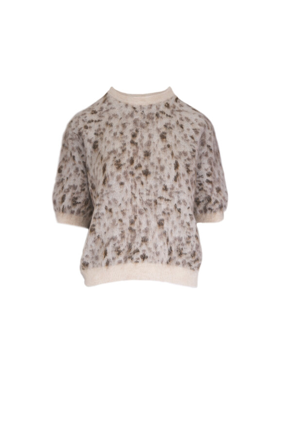 Brunello Cucinelli Ivory Animalier Jacquard Knit Sweater