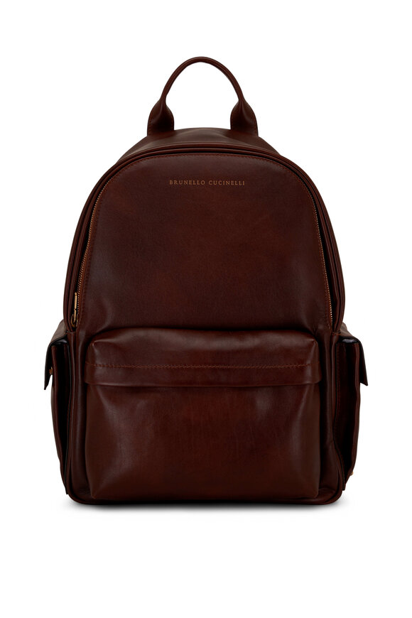 Brunello Cucinelli Burgundy Leather Backpack 