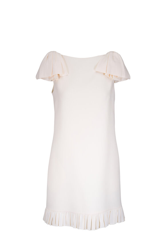 Valentino Ivory Crepe Couture Ruffle Hem Dress