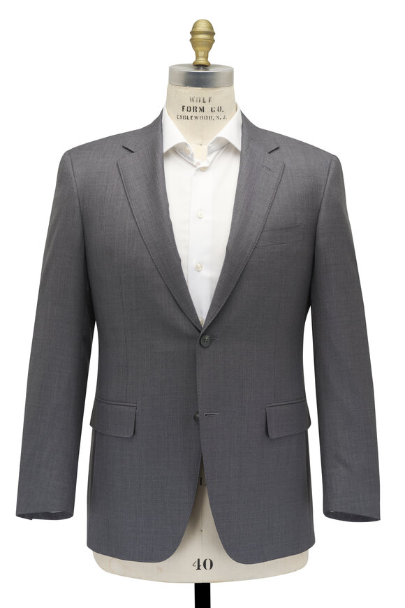 Canali - Light Gray Solid Fancy Wool Suit