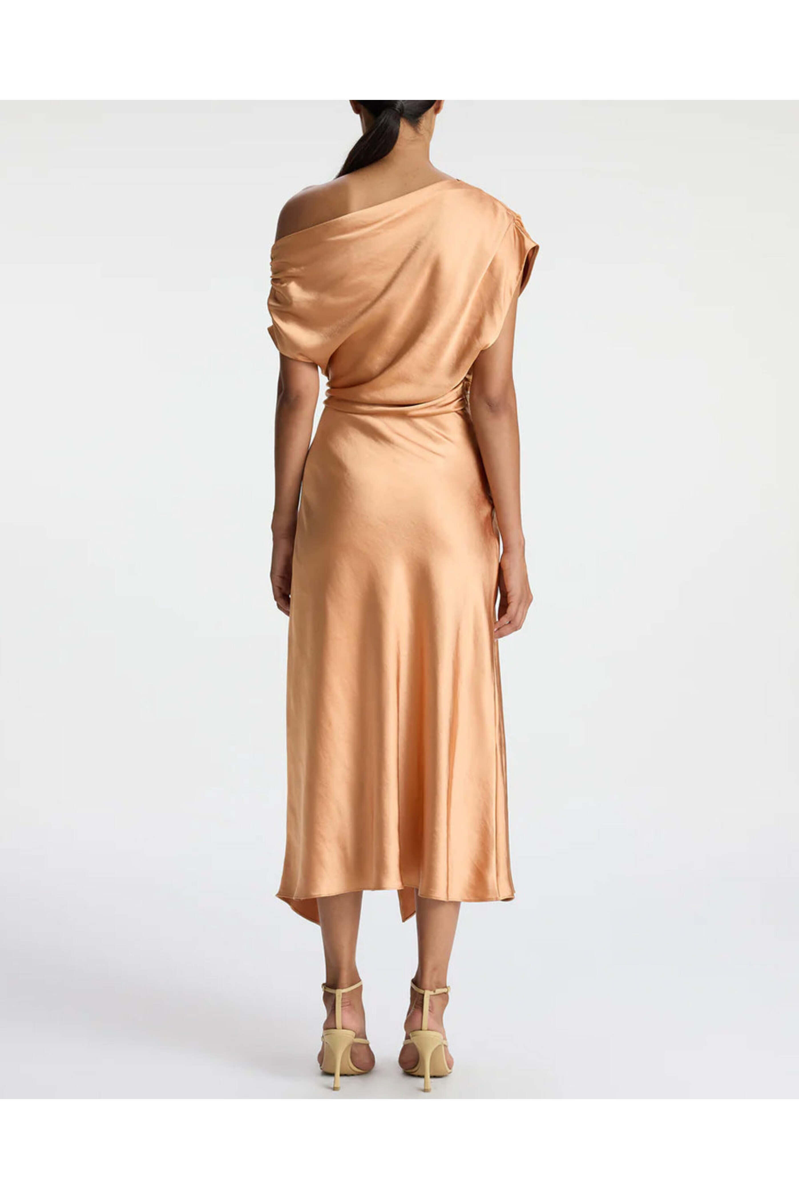 sandstone bridesmaid dresses Rust Sandstone 100% Cotton Halter Neck Tier Midi Dress 36