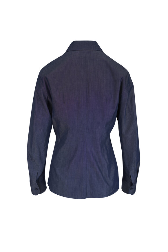Akris Blue Cotton Fitted Button-Up Shirt - view 2