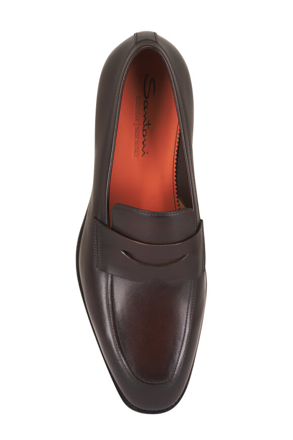 Santoni Gregor Dark Brown Leather Loafer - view 4