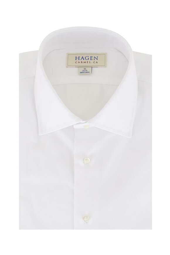 Hagen Shirts - White Textured Cotton Dress Shirt