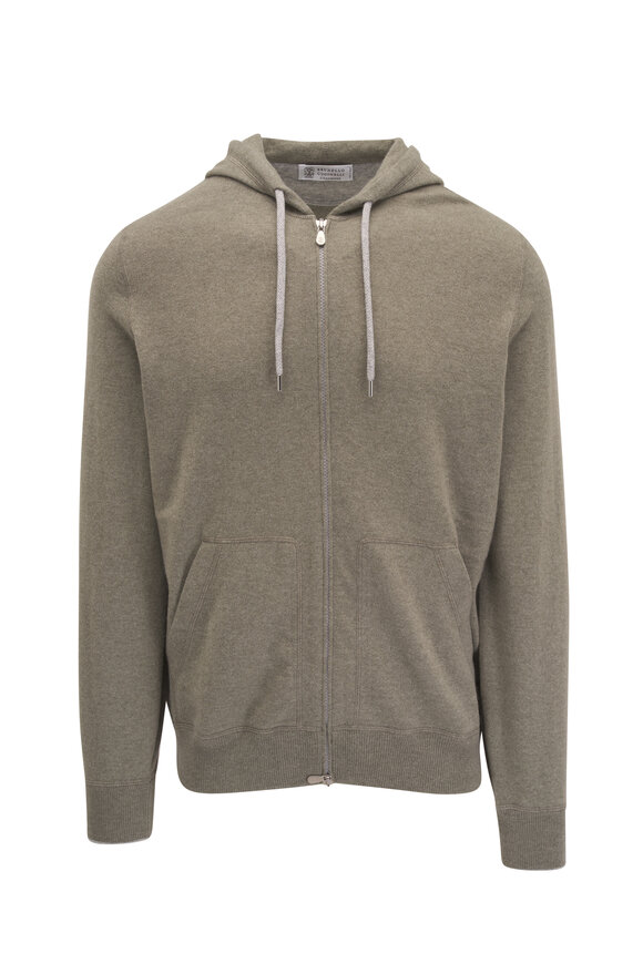 Brunello Cucinelli Sage Cashmere Zip Hoody