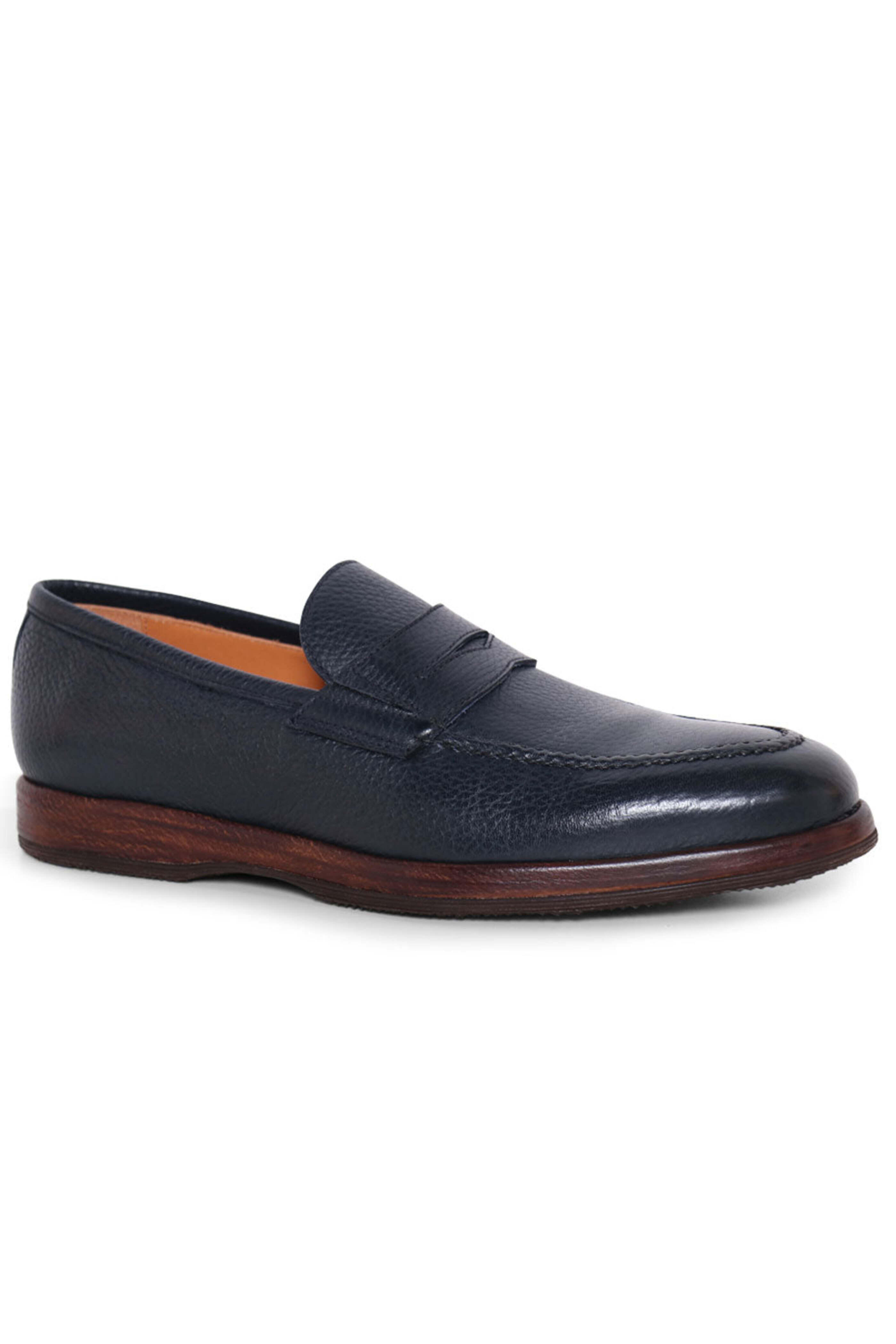 Bontoni - Navy Blue Principe Grain Loafer