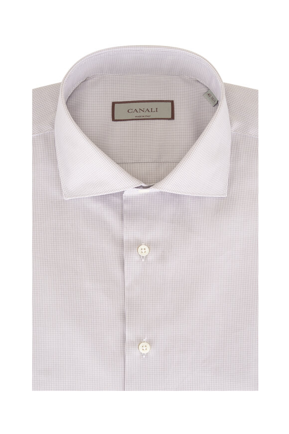 Canali Gray Textured Cotton Dress Shirt - view 1