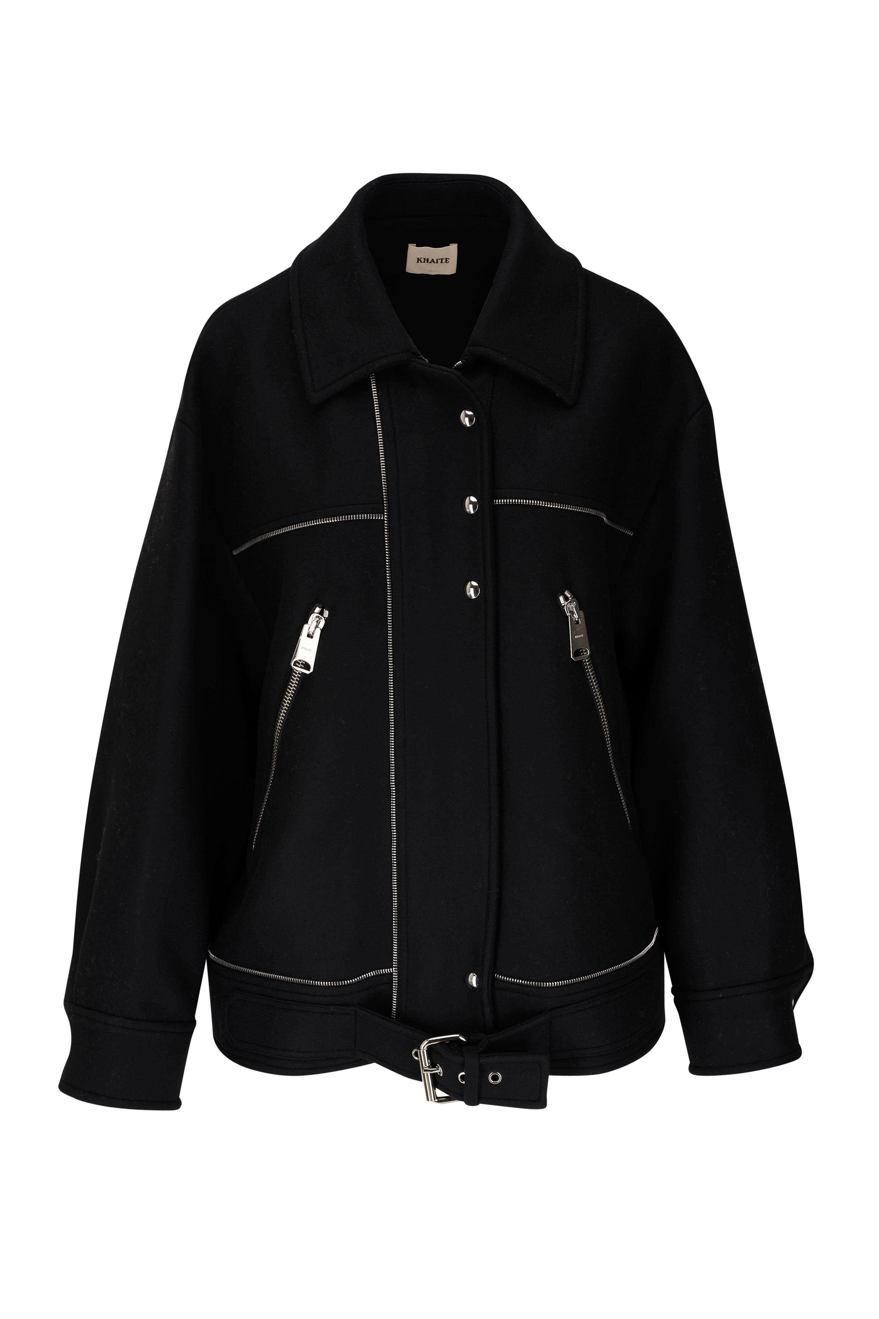 Khaite - Herman Black Wool Zipper Jacket | Mitchell Stores