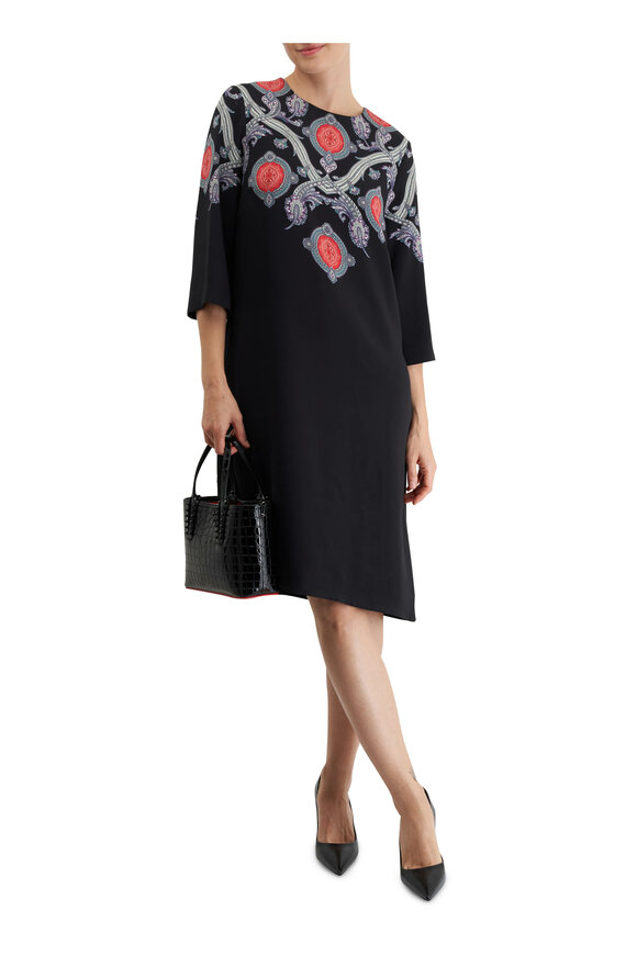 Etro - Navy Multi  Printed Shift Dress 