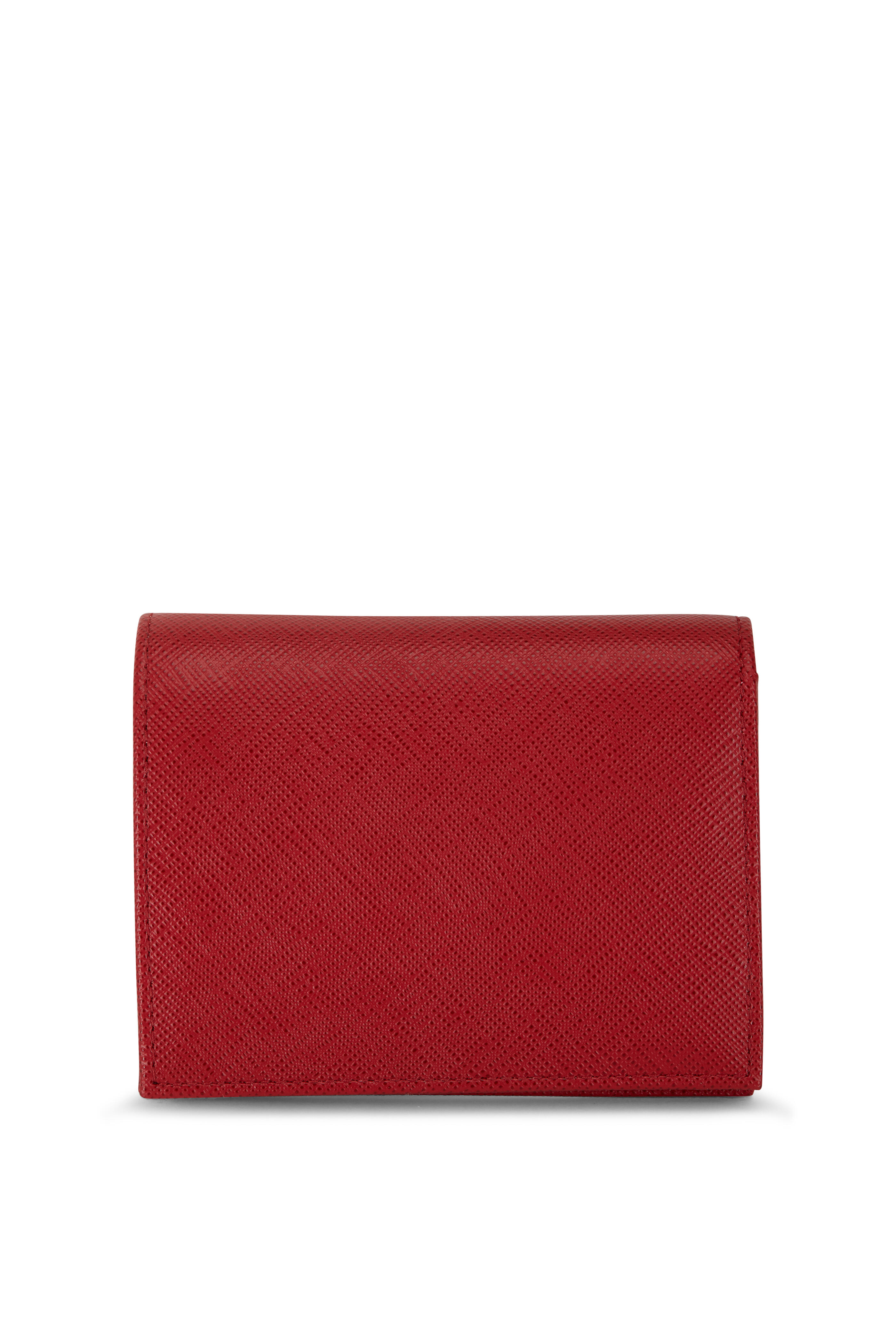 Prada - Red Saffiano Leather Fold Over Wallet | Mitchell Stores
