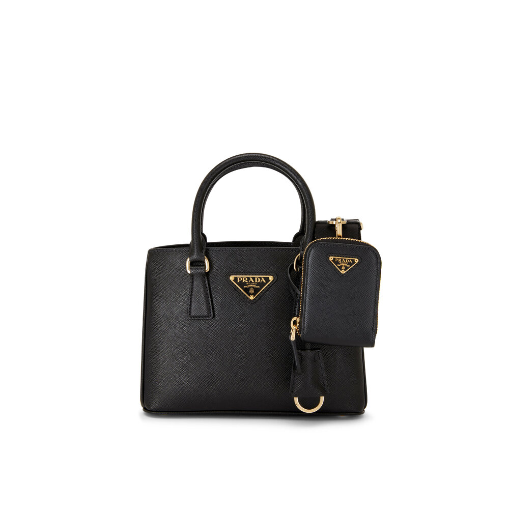 Prada - Black Zip Pouch Leather Crossbody | Mitchell Stores