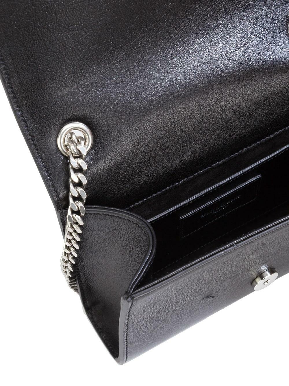 Saint Laurent - Kate Monogram Black Jewelled & Studded Chain Bag