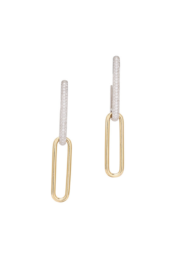 Kai Linz 14k Mixed Gold White Diamond Link Earrings - view 1