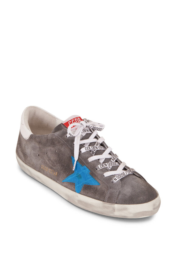 Golden Goose - Super-Star Grey Suede & Blue Leather Star Sneaker