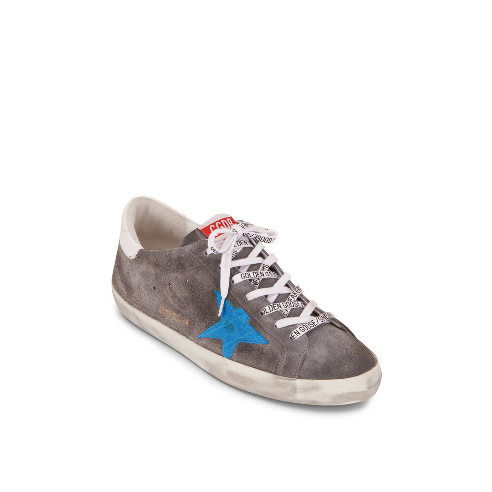 Golden Goose - Super-Star Grey Suede & Blue Leather Star Sneaker
